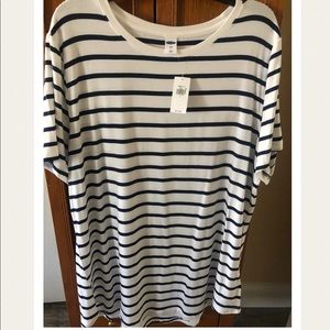 Navy and white striped T